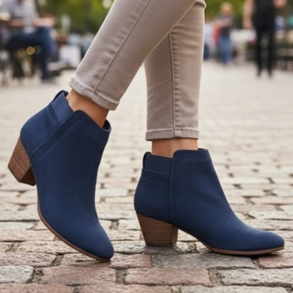 New Size 6.5 Navy Canyon Suede Ankle Boots - Violet & Red Brand (ABBA)